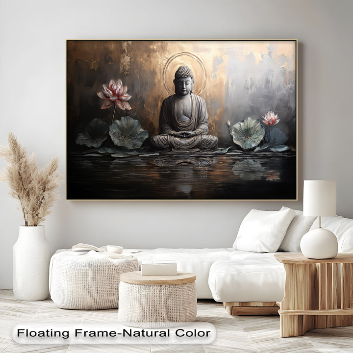 Lotus Tranquility – Seated Buddha Reflection Canvas Print
