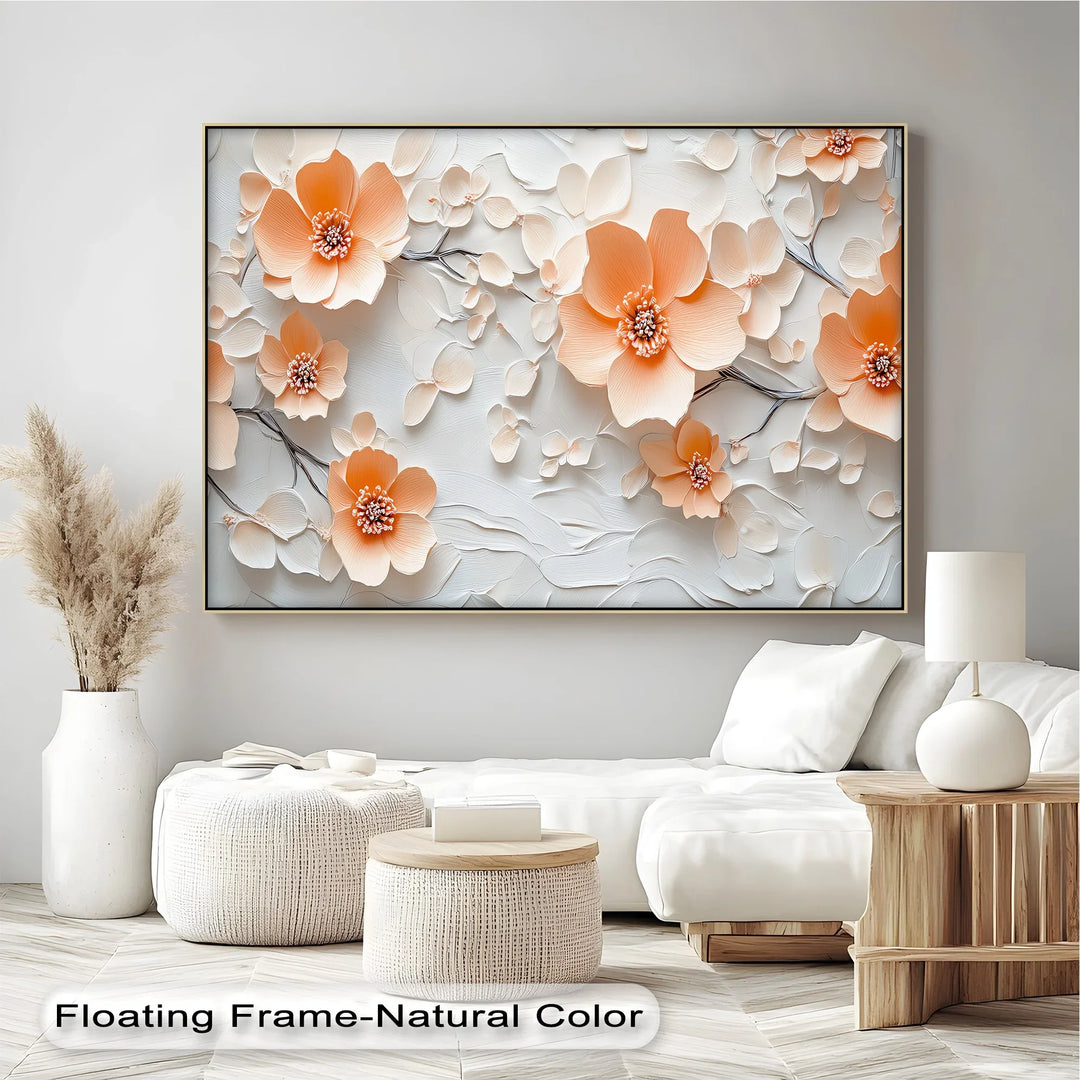 Petals in Porcelain – Delicate Peach Blossom Canvas Wall Art - MyPhotoStation