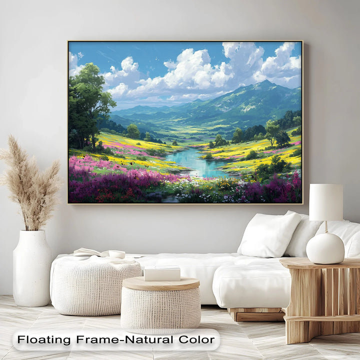 Blossoming Valley – Serene Wildflower Landscape Canvas Print - MyPhotoStation