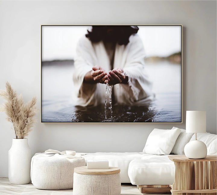 Living Water – Jesus Holding Water in His Hands Canvas Print - MyPhotoStation