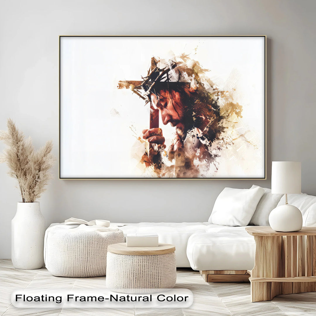 Burden of the Cross – Emotional Jesus Canvas Print