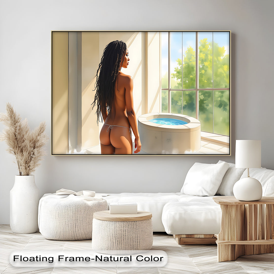 Golden Tranquility – Framed Abstract Canvas Wall Art | Vertical Bedroom Art