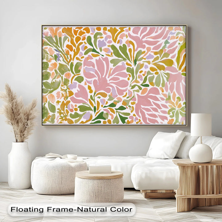 Boho Floral Harmony – Pastel Botanical Pattern Canvas Print - MyPhotoStation