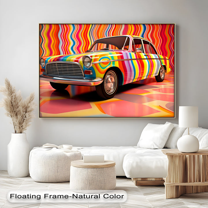 Groovy Wheels – Psychedelic Pop Art Car Canvas Print