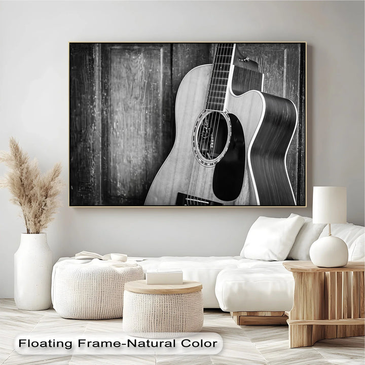 Acoustic Soul – Monochrome Guitar Music Canvas Print - MyPhotoStation