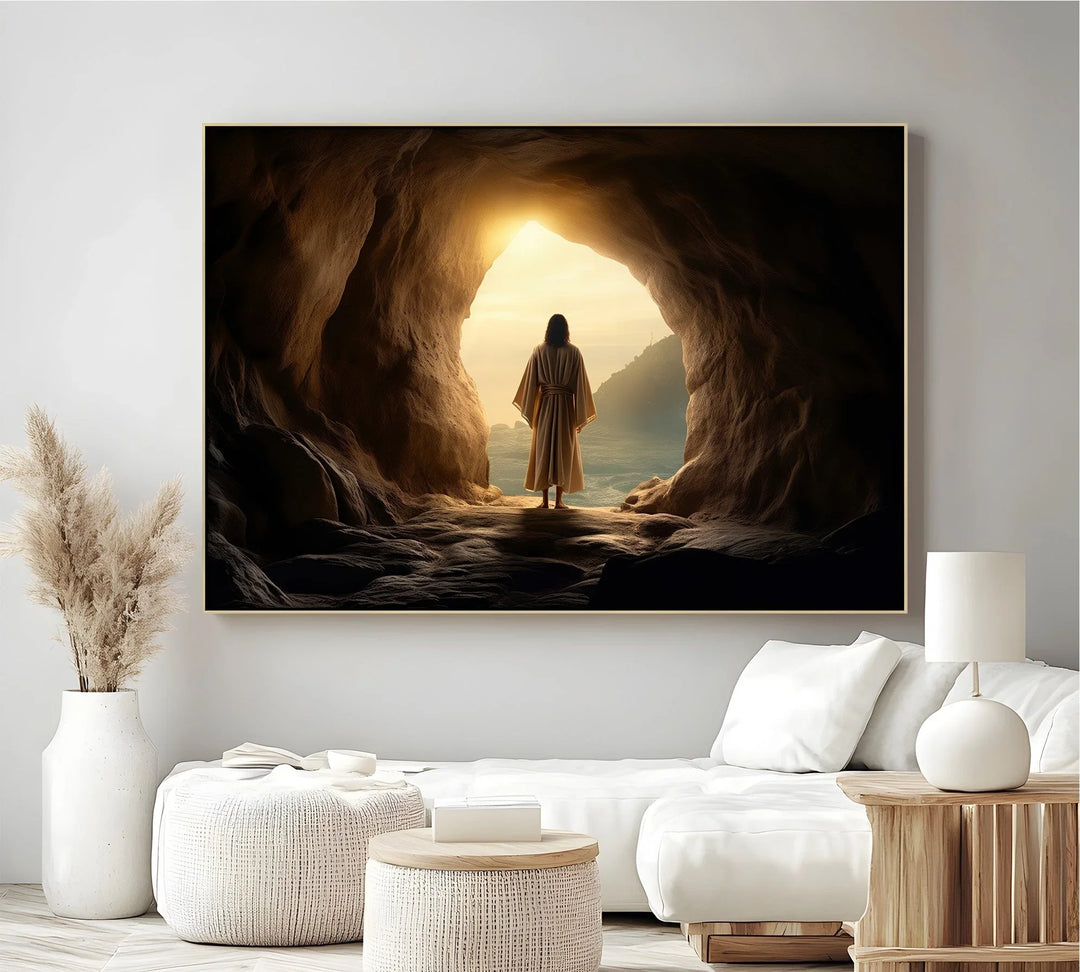 The Light of Resurrection – Jesus Emerging from the Tomb Canvas Print - MyPhotoStation