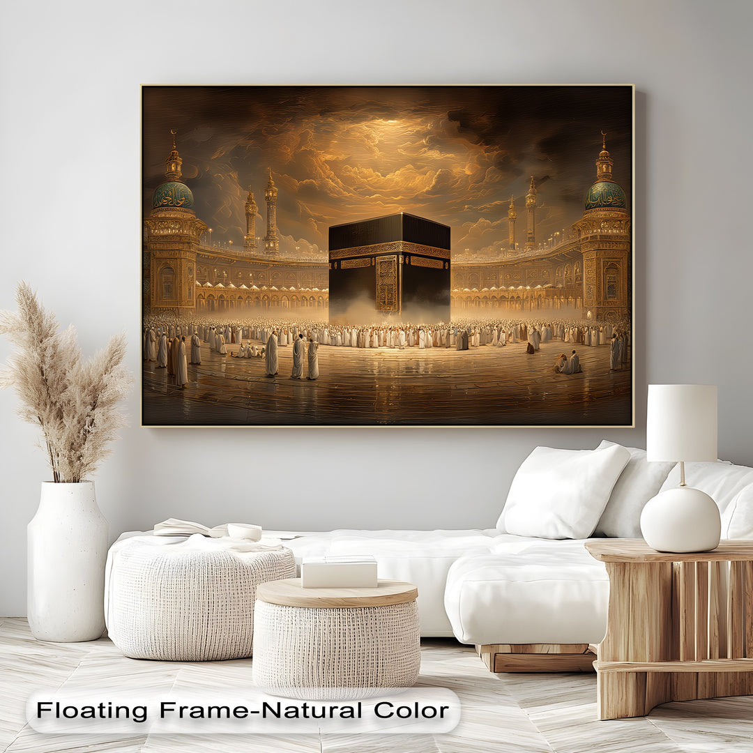 Divine Light Over the Kaaba – Islamic Holy Site Canvas Print