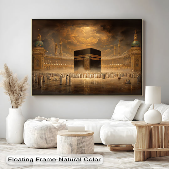 Canvas print showing the Kaaba with holy site scene and Islamic motif and spiritual detail makes a peaceful Islamic Wall Art statement
