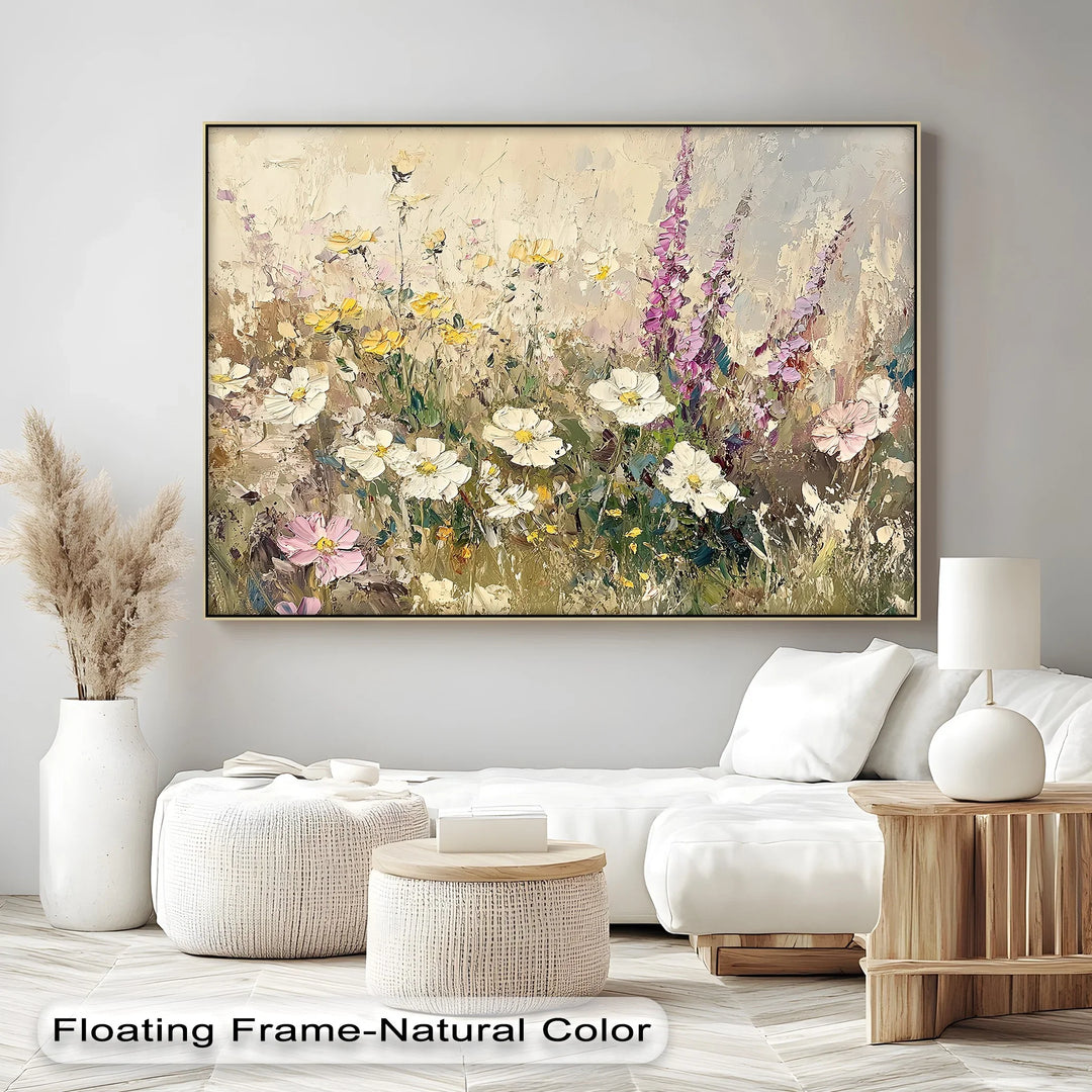 Soft Petals Symphony – Textured Wildflower Field Canvas Print - MyPhotoStation