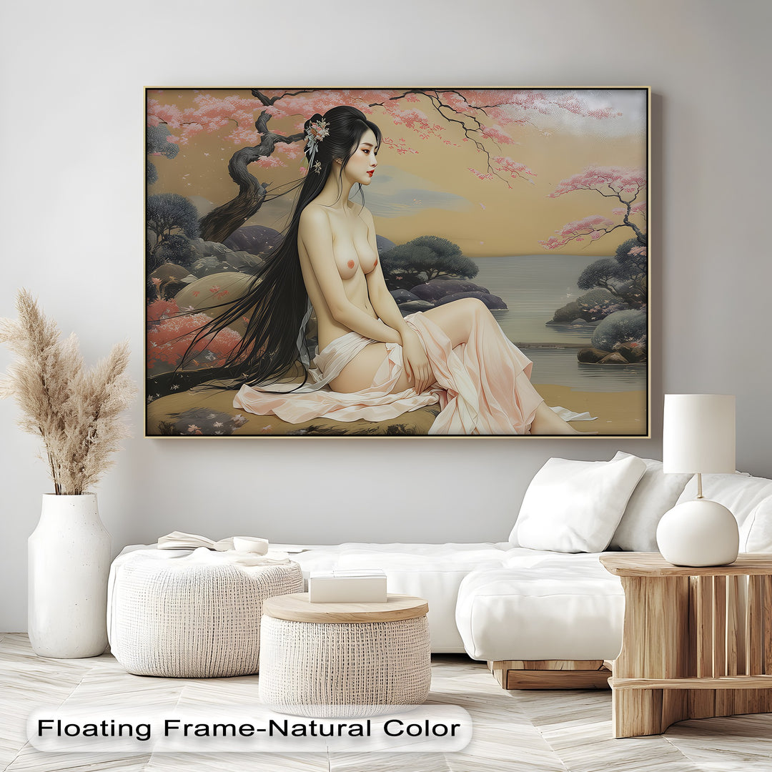 Cherry Blossom Reverie – Erotic Asian Canvas Wall Art | Sexy Wall Art