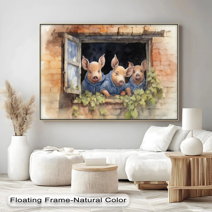 Three Little Pigs at the Window – Animal Canvas Print - MyPhotoStation