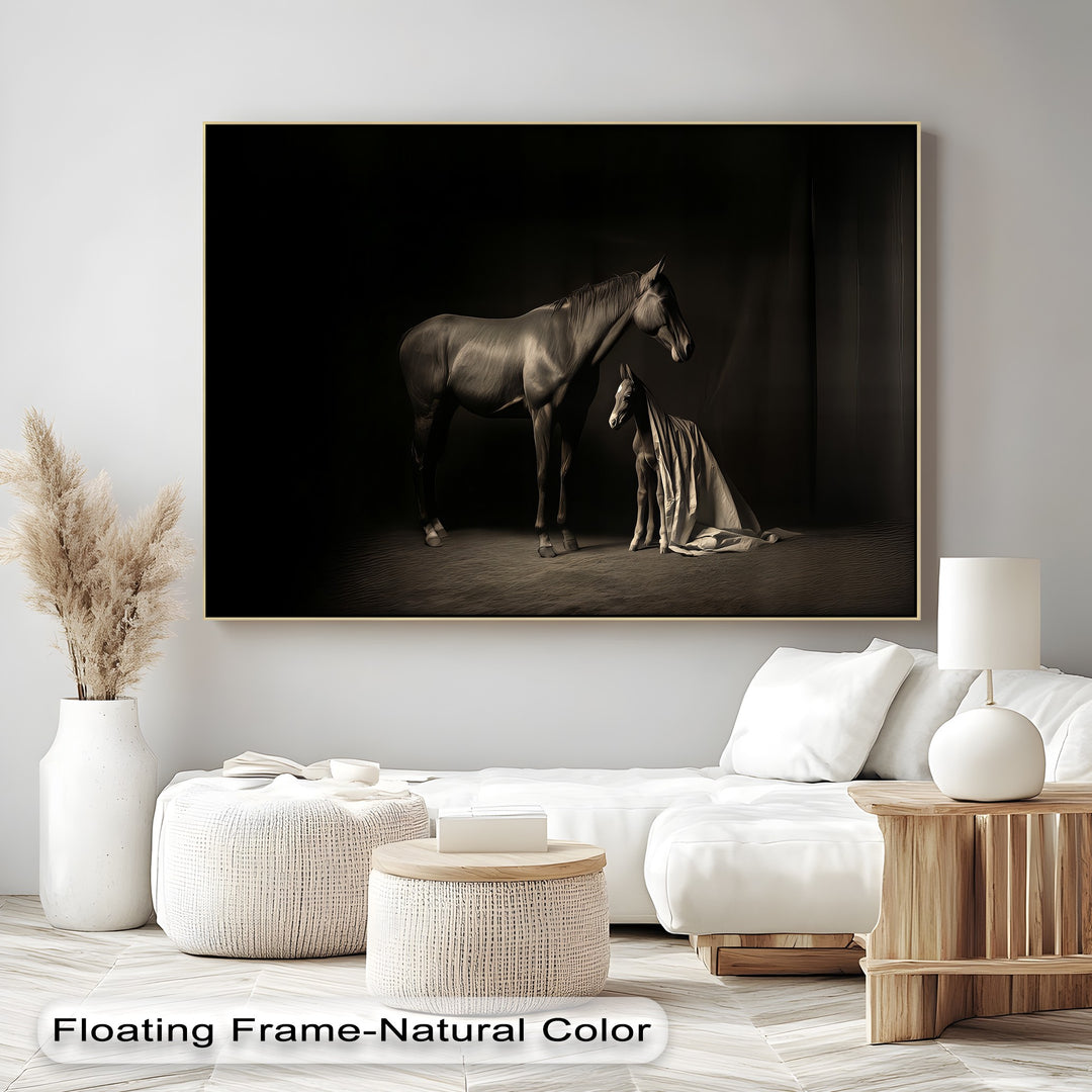 Sacred Bond – Mare and Foal in Gentle Light Canvas Print