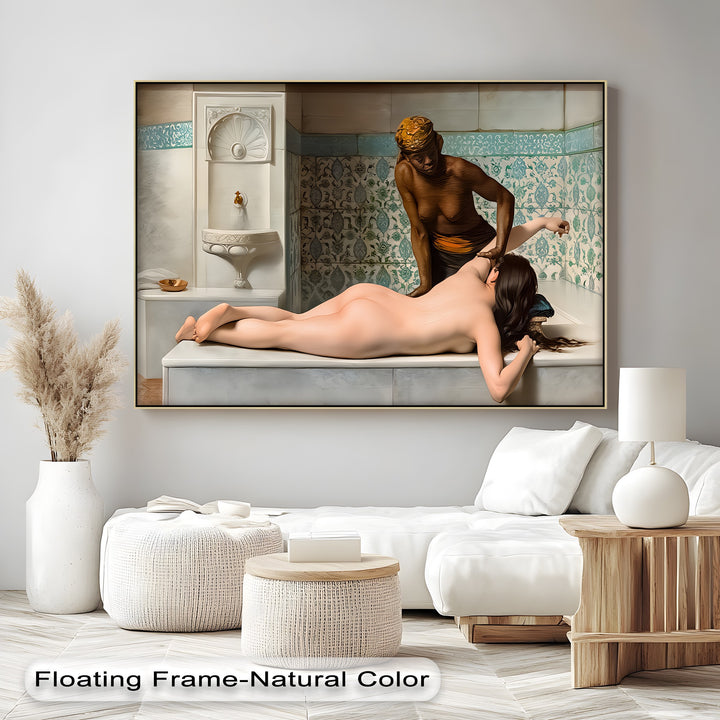The Bath Attendant – Hammam Erotic Canvas Wall Art | Naked Art