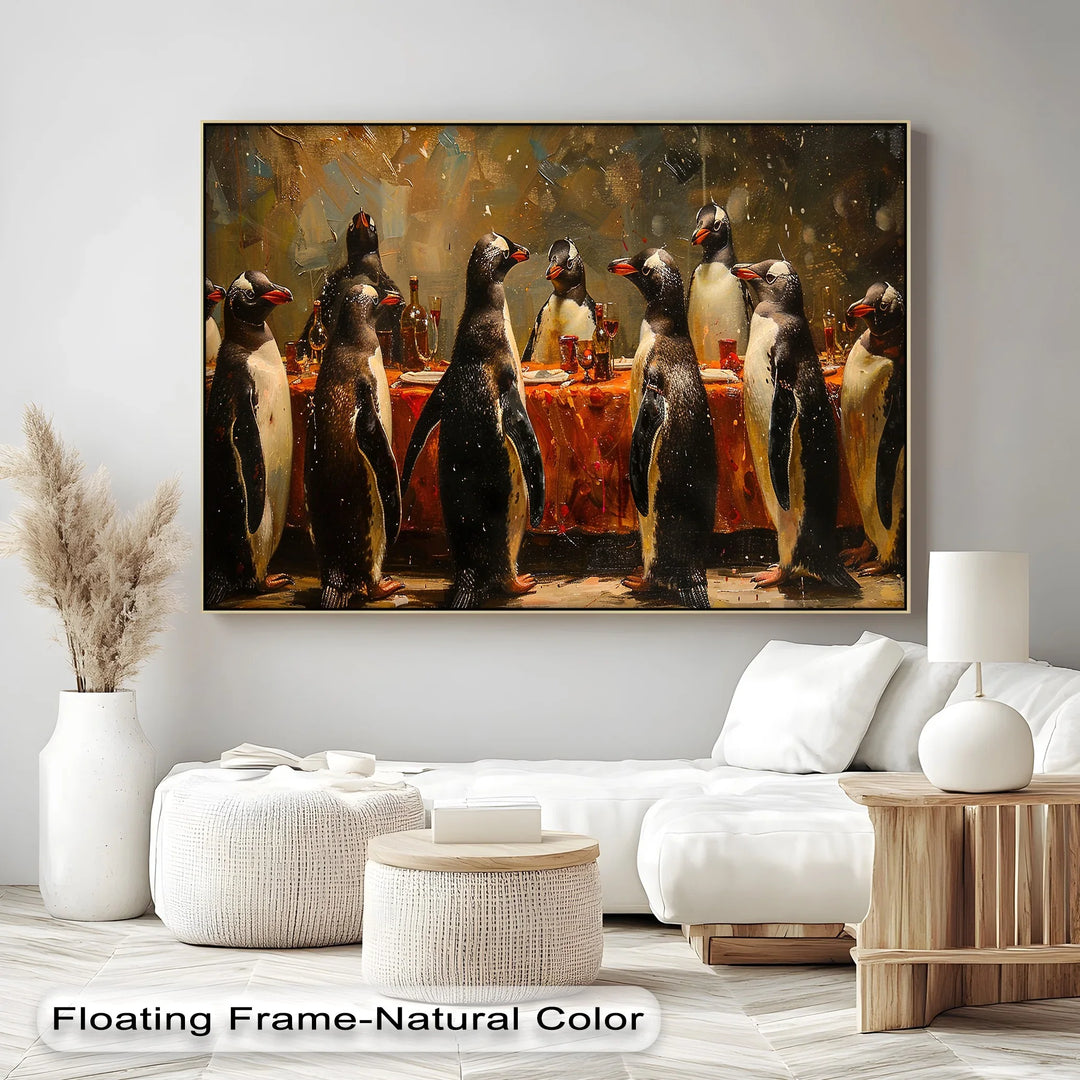 Penguin Banquet – Whimsical Animal Canvas Print - MyPhotoStation