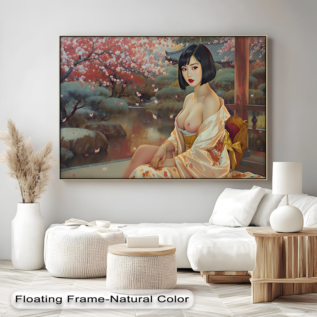 Blossom Reverie – Erotic Nude Canvas Print | Japanese Wall Art