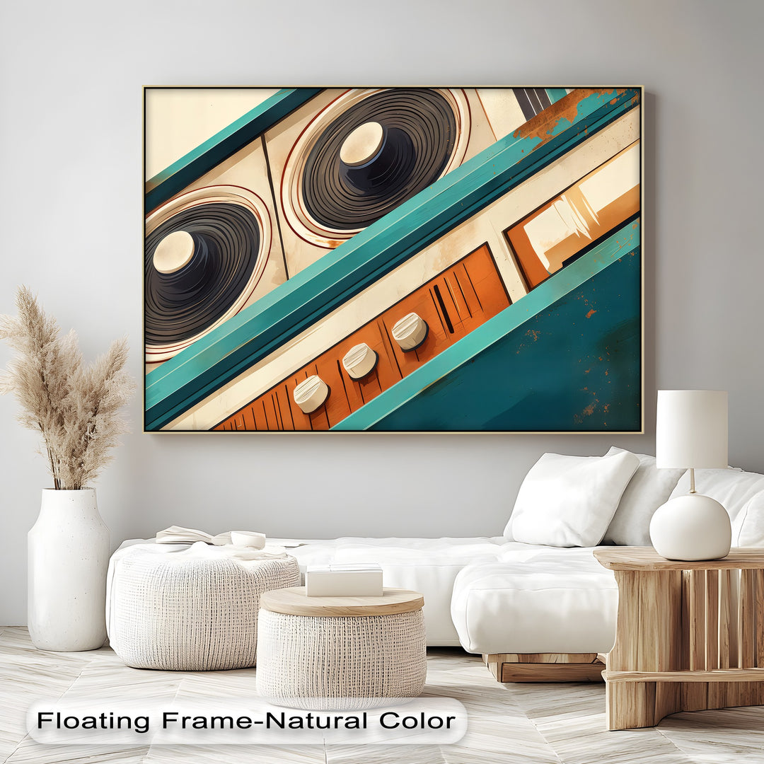 Tilted Frequency – Abstract Retro Stereo Close-Up Canvas Print