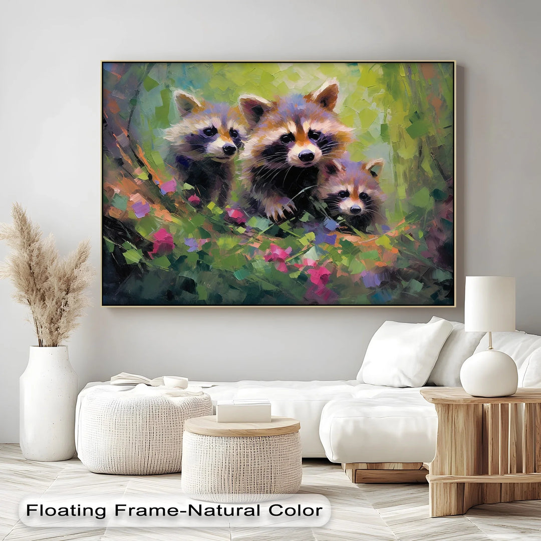 Curious Raccoons in the Wild – Vibrant Animal Canvas Print - MyPhotoStation