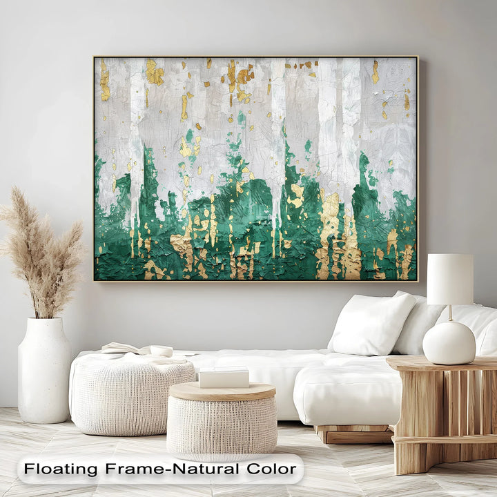 Emerald Fragmentation – Abstract Green and Gold Canvas Print - MyPhotoStation