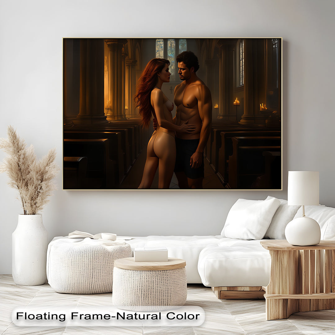 Divine Union – Erotic Gothic Canvas Art | Romantic Large Bedroom Print