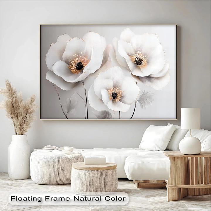 Whispers of Ivory – Neutral Floral Canvas Wall Art - MyPhotoStation