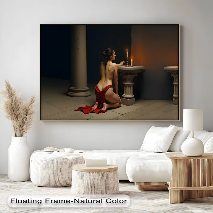 Sacred Ember – Erotic Candlelight Prayer Canvas Wall Art | Big Canvas