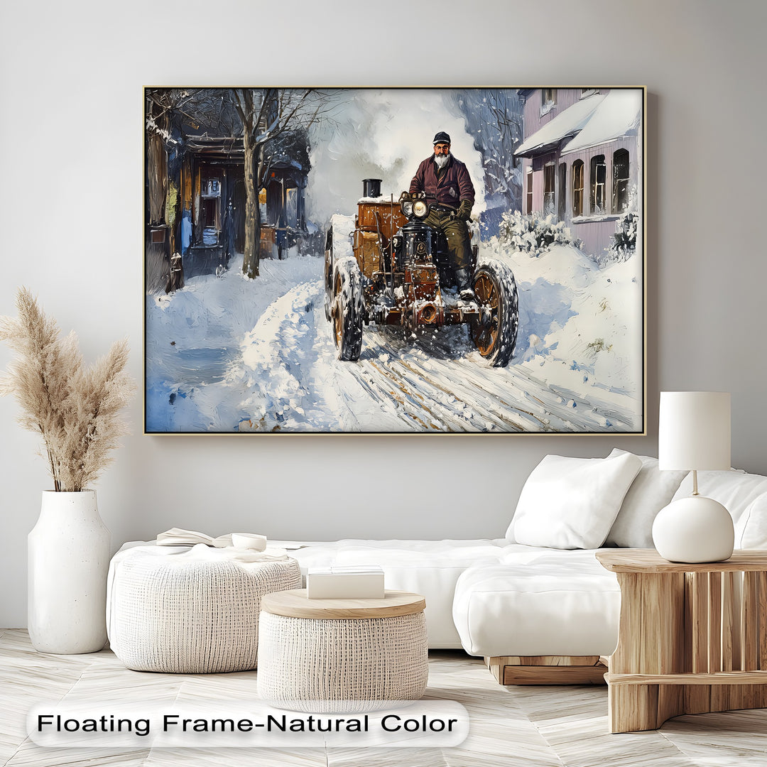 Snowbound Journey – Car Canvas Print
