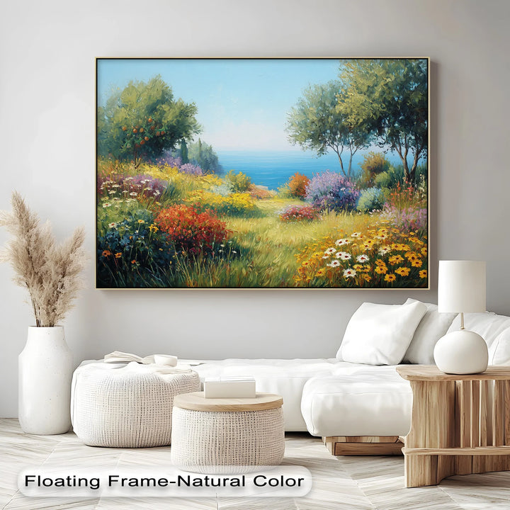 Mediterranean Bloom – Vibrant Floral Seascape Canvas Print - MyPhotoStation