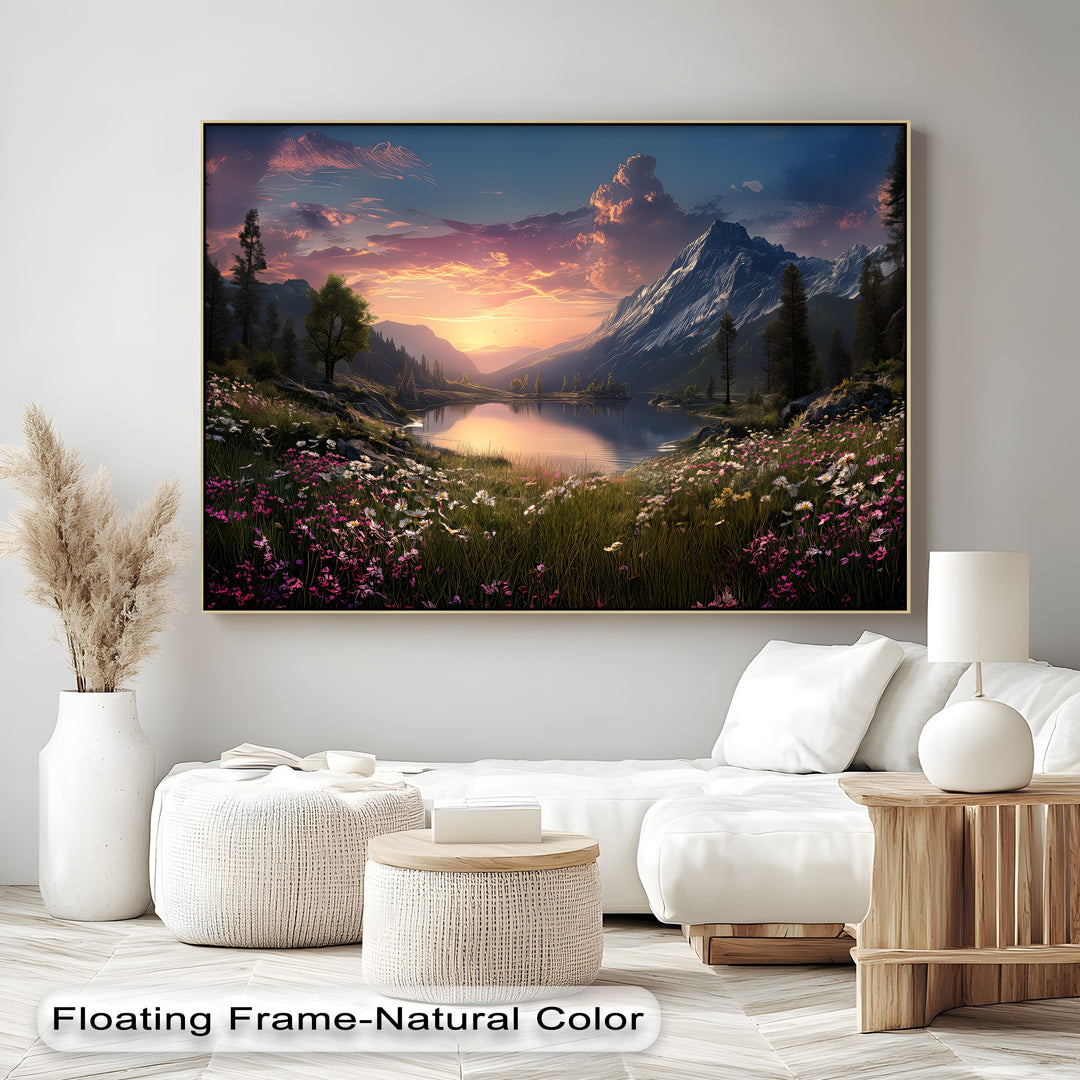 Serenity at Dusk – Sunset Mountain Lake Canvas Print