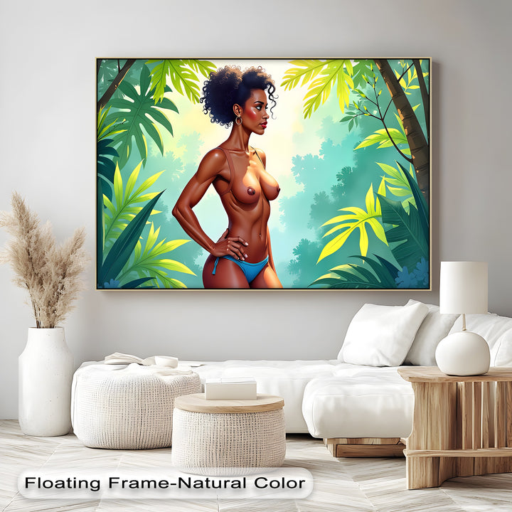 Confident Jungle Woman – Erotic Canvas Wall Art | Oversized Wall Art