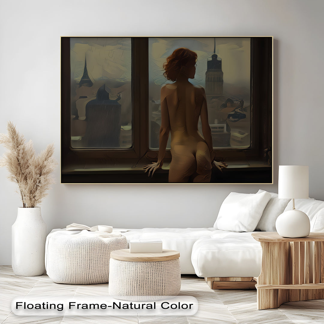 City of Silence – Nude Window Scene Canvas Print | Sexy Art
