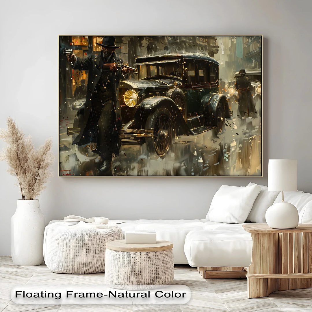 1920s Gangster Shootout Scene – Car Canvas Print - MyPhotoStation
