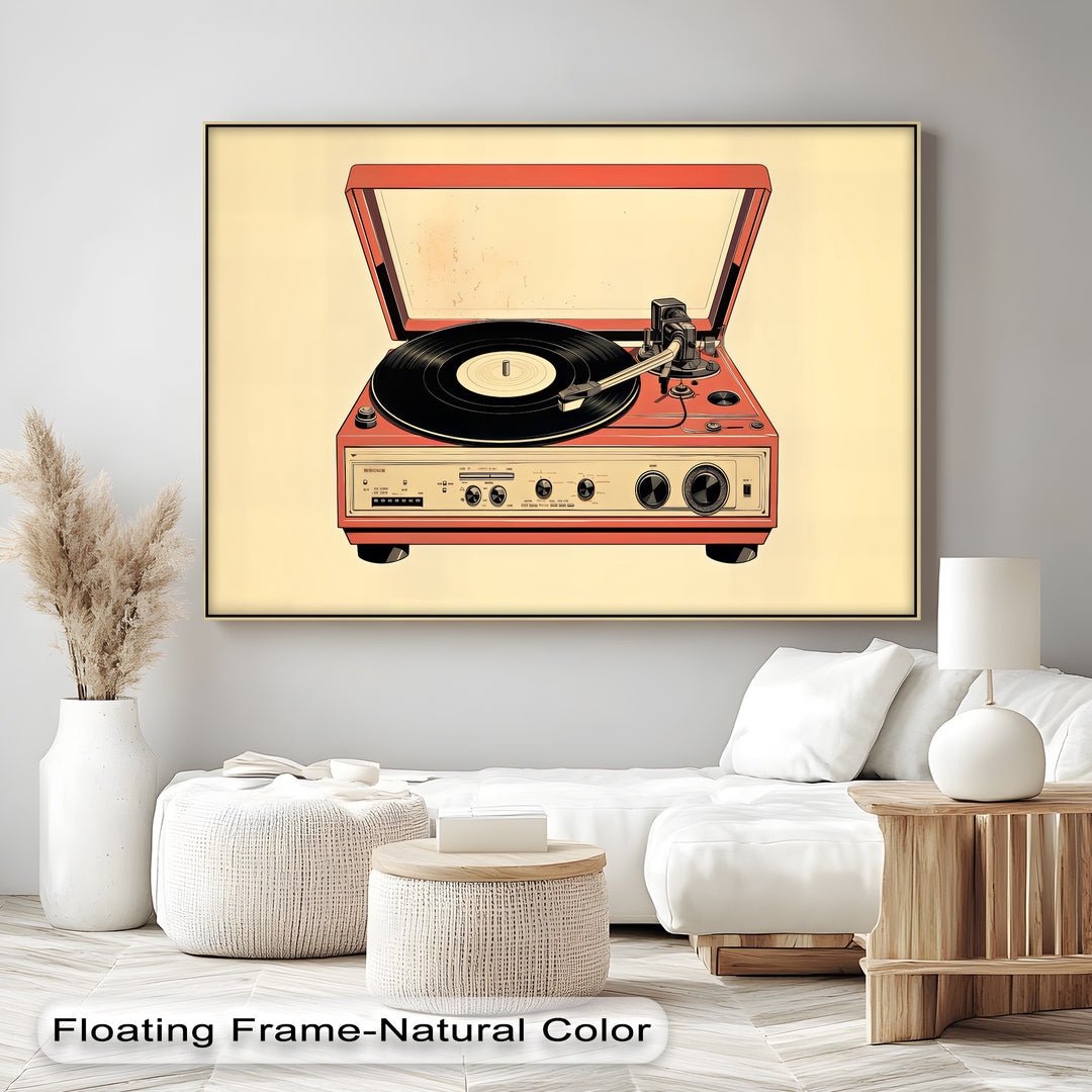 Crimson Vinyl Nostalgia – Retro Turntable Canvas Print