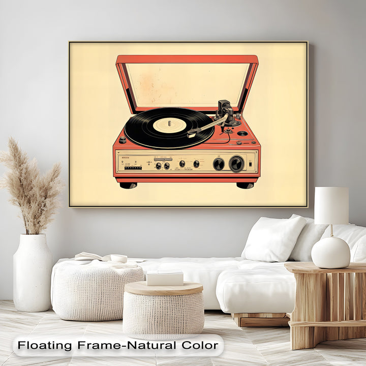 Crimson Vinyl Nostalgia – Retro Turntable Canvas Print