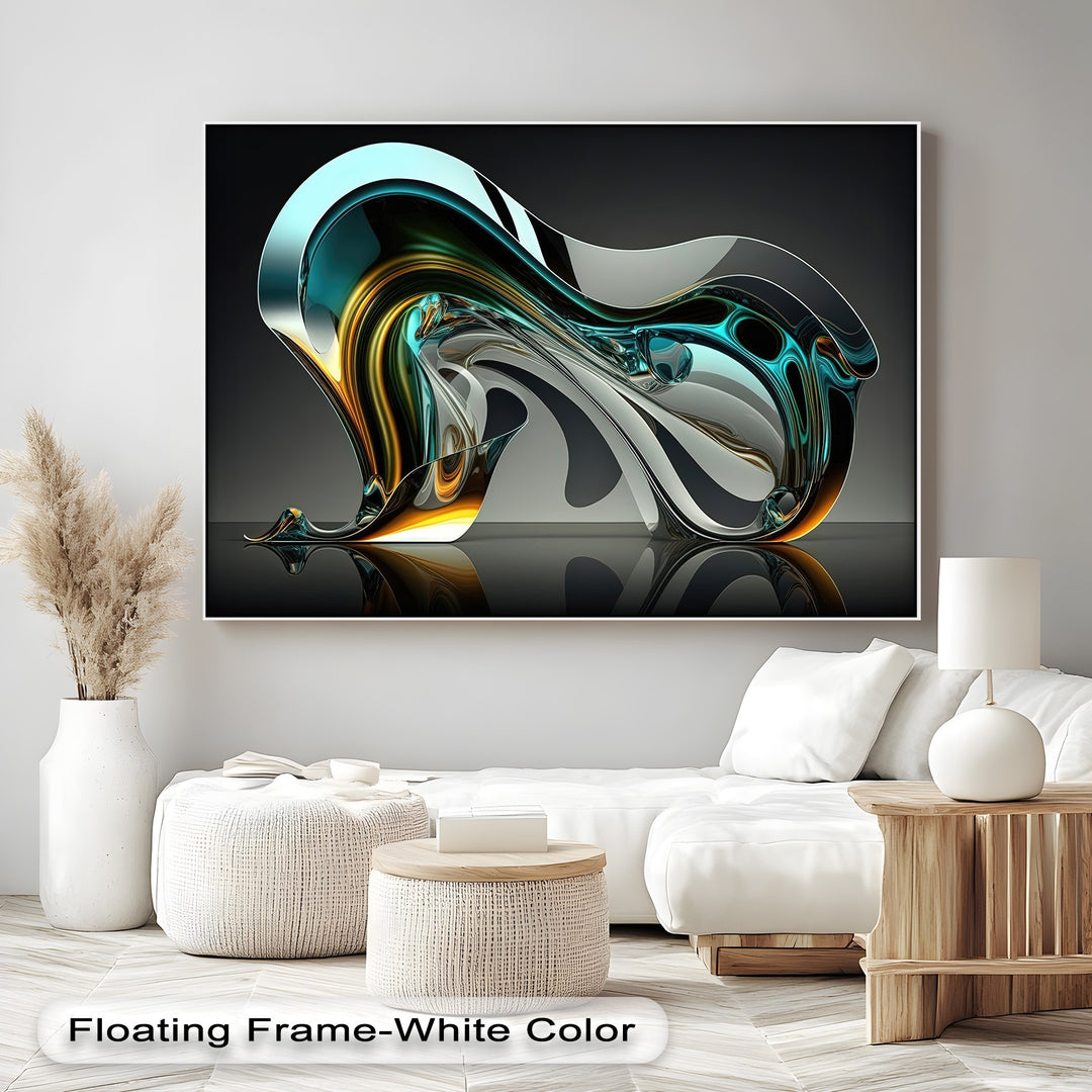 Negative space amplifies the mesmerizing Aqua Glass Flow canvas print, showcasing modern luxury abstract art among the best canvas prints.