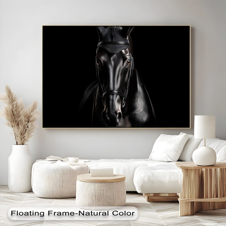 Noir Elegance – Black Horse Portrait Canvas Print
