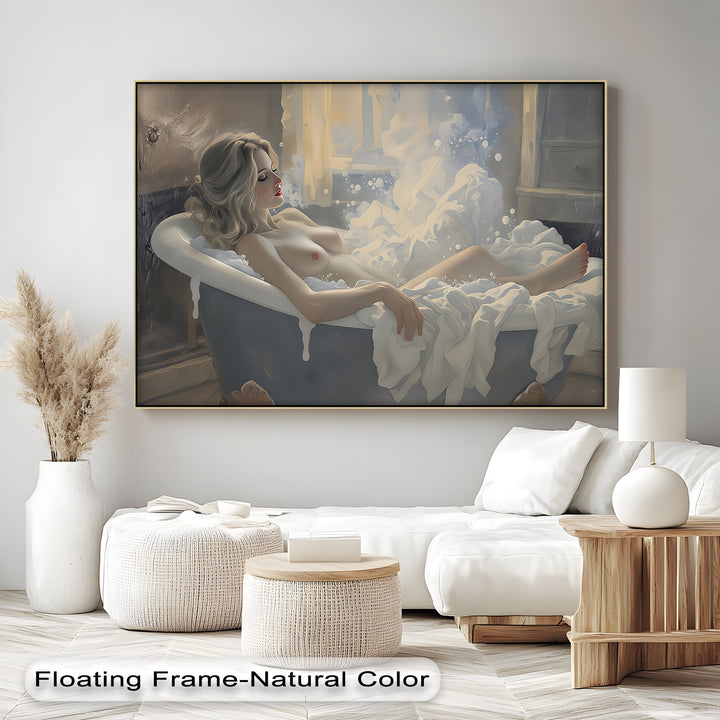 Sensual Woman in Bathtub – Erotic Canvas Wall Art | Framed Art