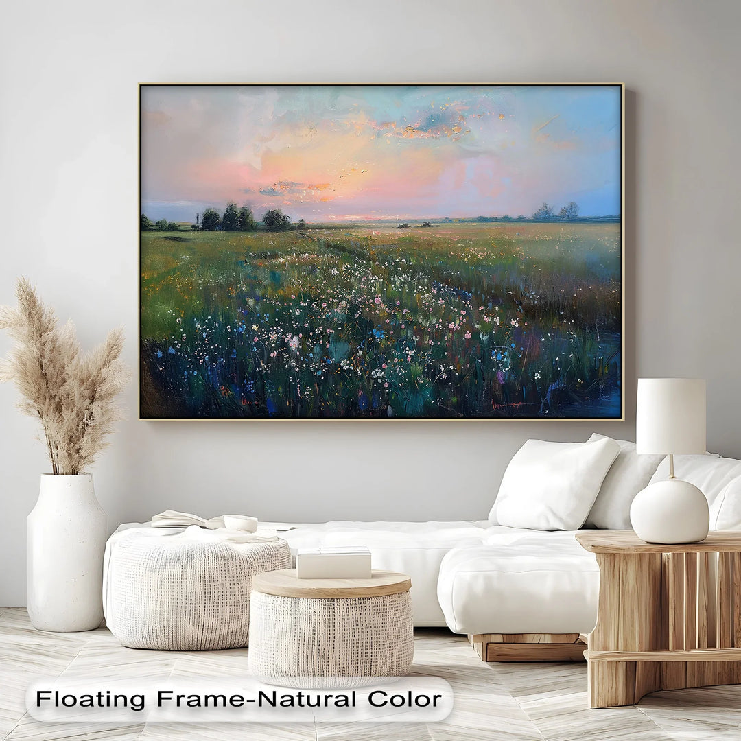 Pastel Twilight – Meadow in Bloom Landscape Canvas Print