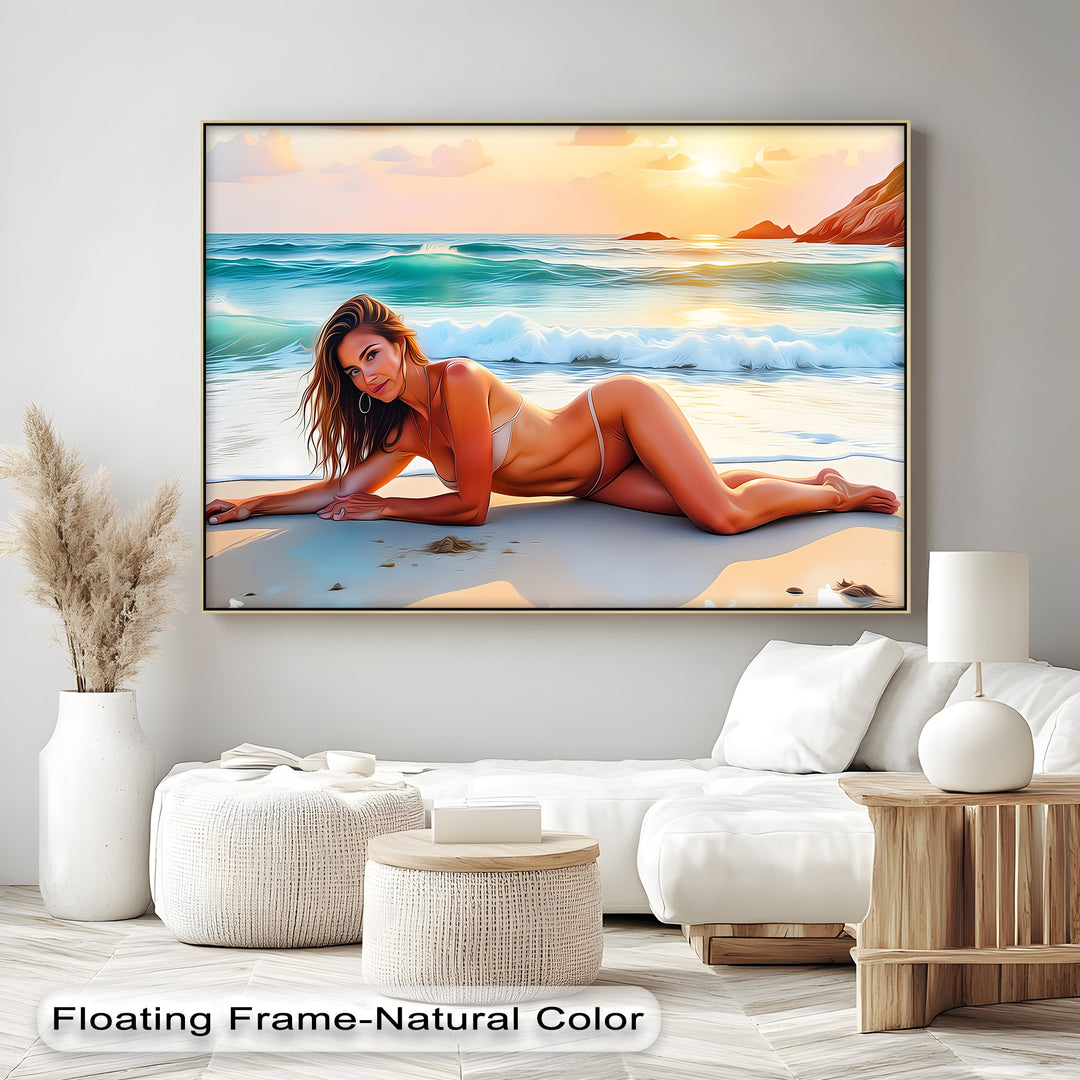 Sensual Bikini Beach Scene - Erotic Canvas Wall Art | Sexy Art
