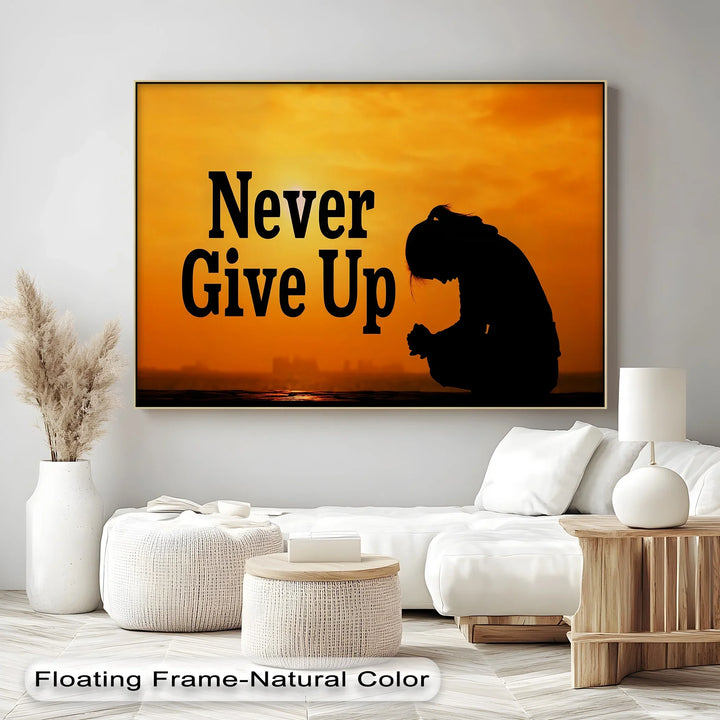 Never Give Up – Inspirational Silhouette Canvas Print