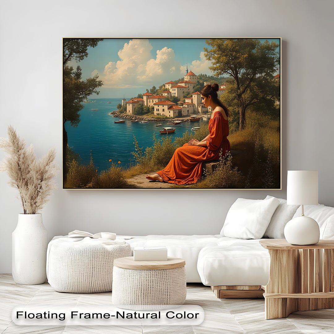 Mediterranean Muse – Seaside Village Canvas Wall Art | Large Canvas Art