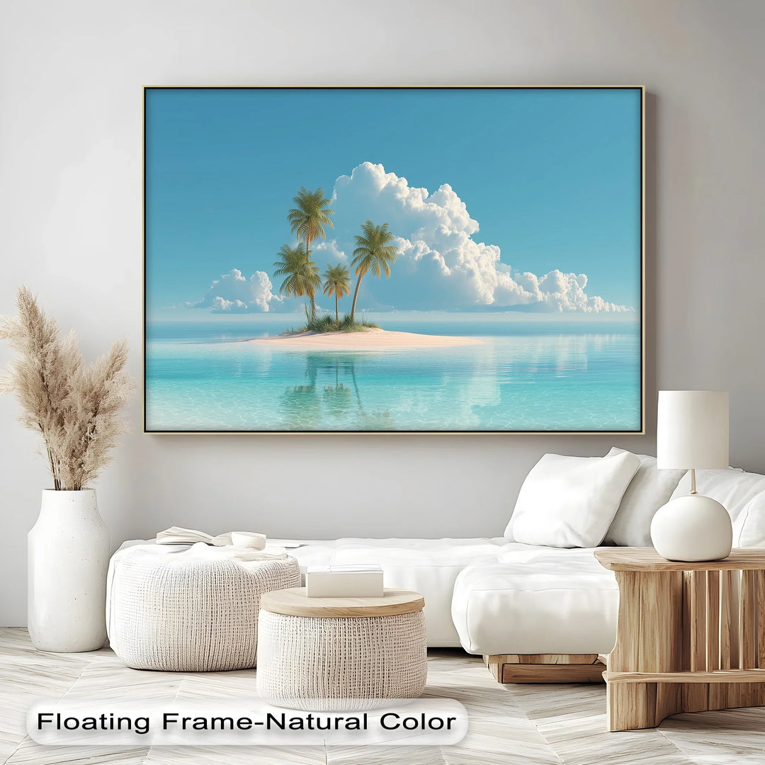 Tropical Island Paradise – Minimalist Palm Beach Canvas Print - MyPhotoStation