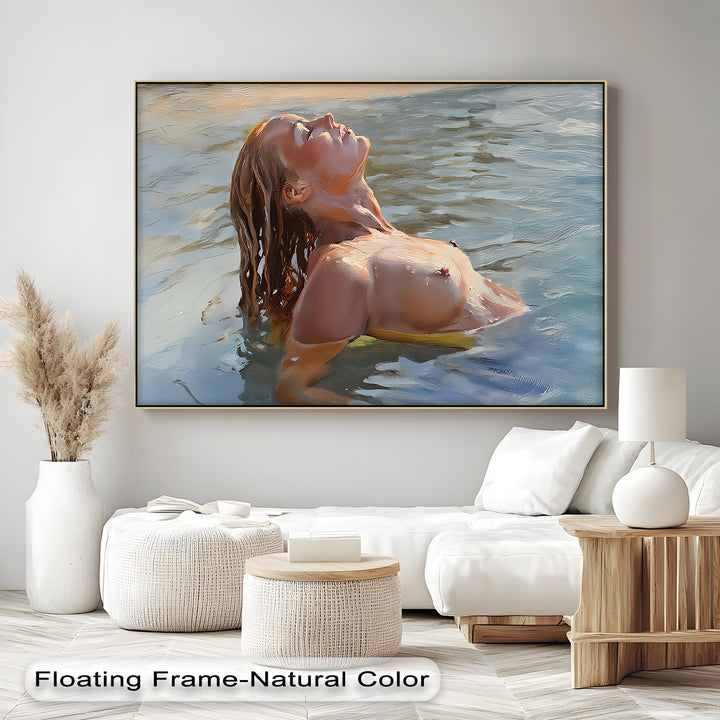 Liquid Reverie – Nude Woman in Water Erotic Canvas Wall Art | Sexy Art