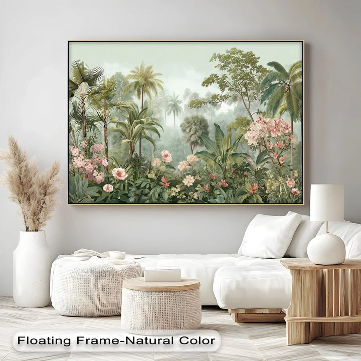 Tropical Lush Greenery with Pink Blossoms – Canvas Print - MyPhotoStation
