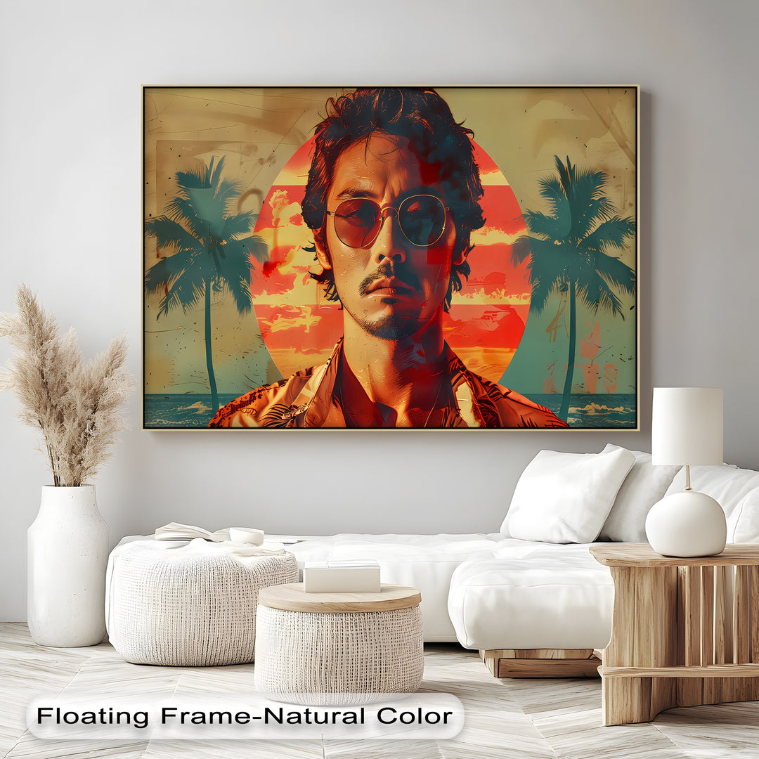 Sunset Rebel – Retro Tropical Portrait Canvas Print
