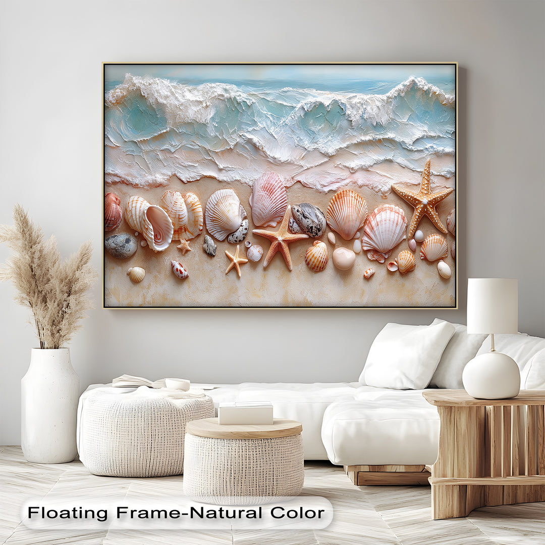 Seashell Shoreline Display – Coastal Canvas Prints
