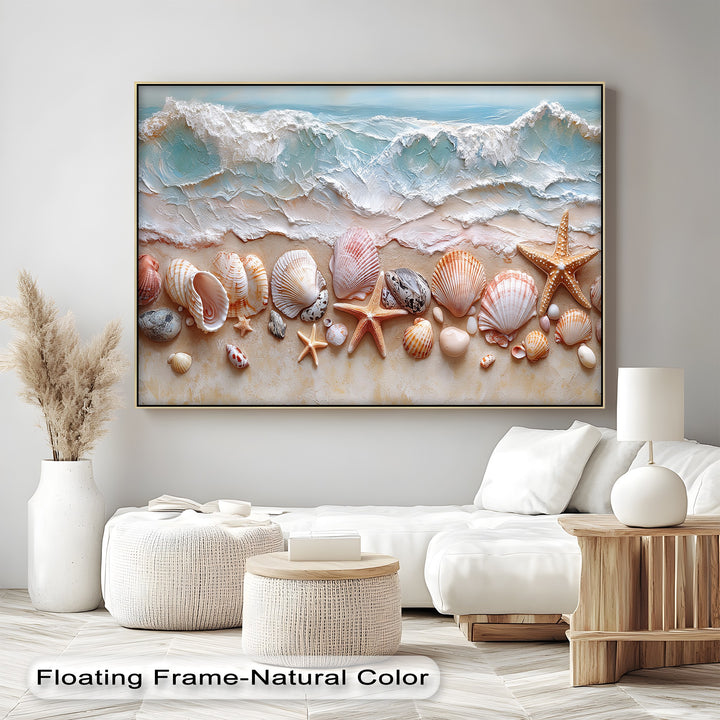 Seashell Shoreline Display – Coastal Canvas Prints