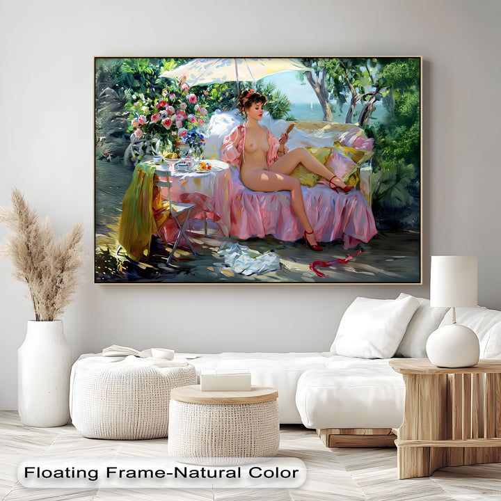 Garden Reverie – Romantic Nude Flower Canvas Wall Art | Artwork Canvas
