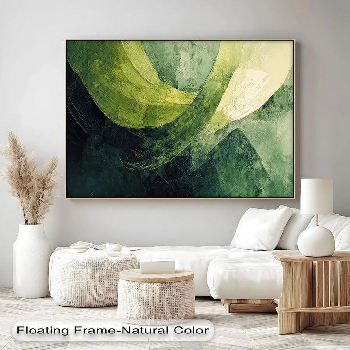 Verdant Sweep – Abstract Green Brushstroke Canvas Print - MyPhotoStation