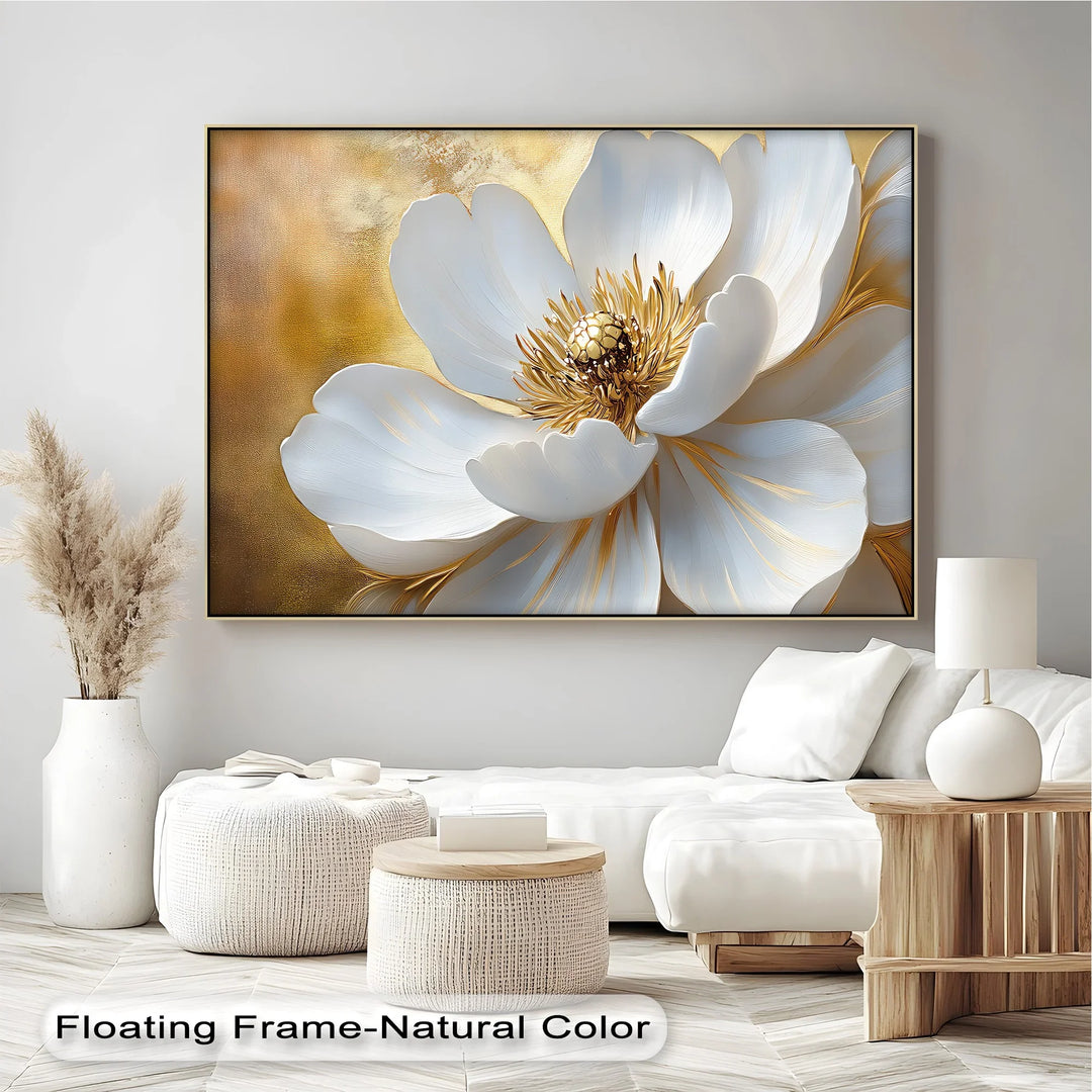 Golden Bloom – White Petal Canvas Print - MyPhotoStation