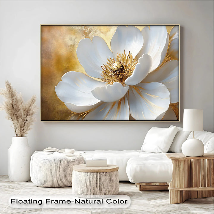 Golden Bloom – White Petal Canvas Print - MyPhotoStation